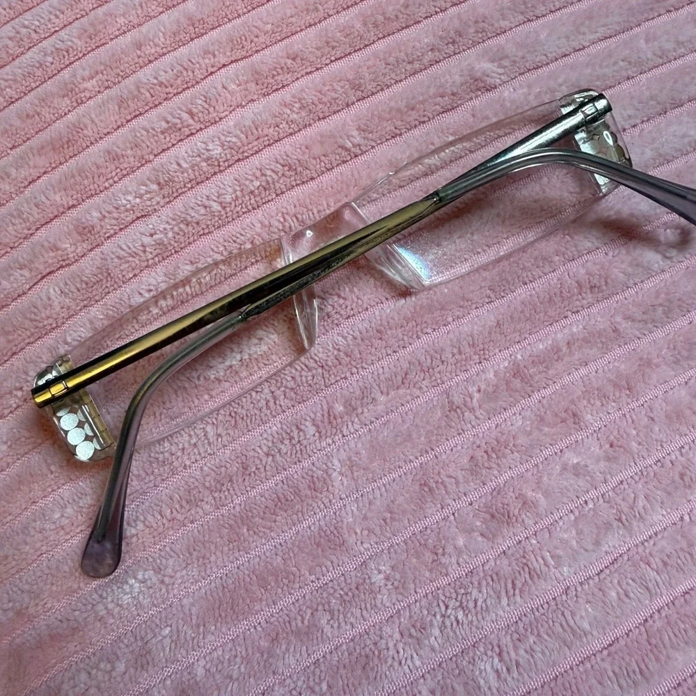 Italy Design Rimless Reading Glasses Purple Rhinestone +2.50